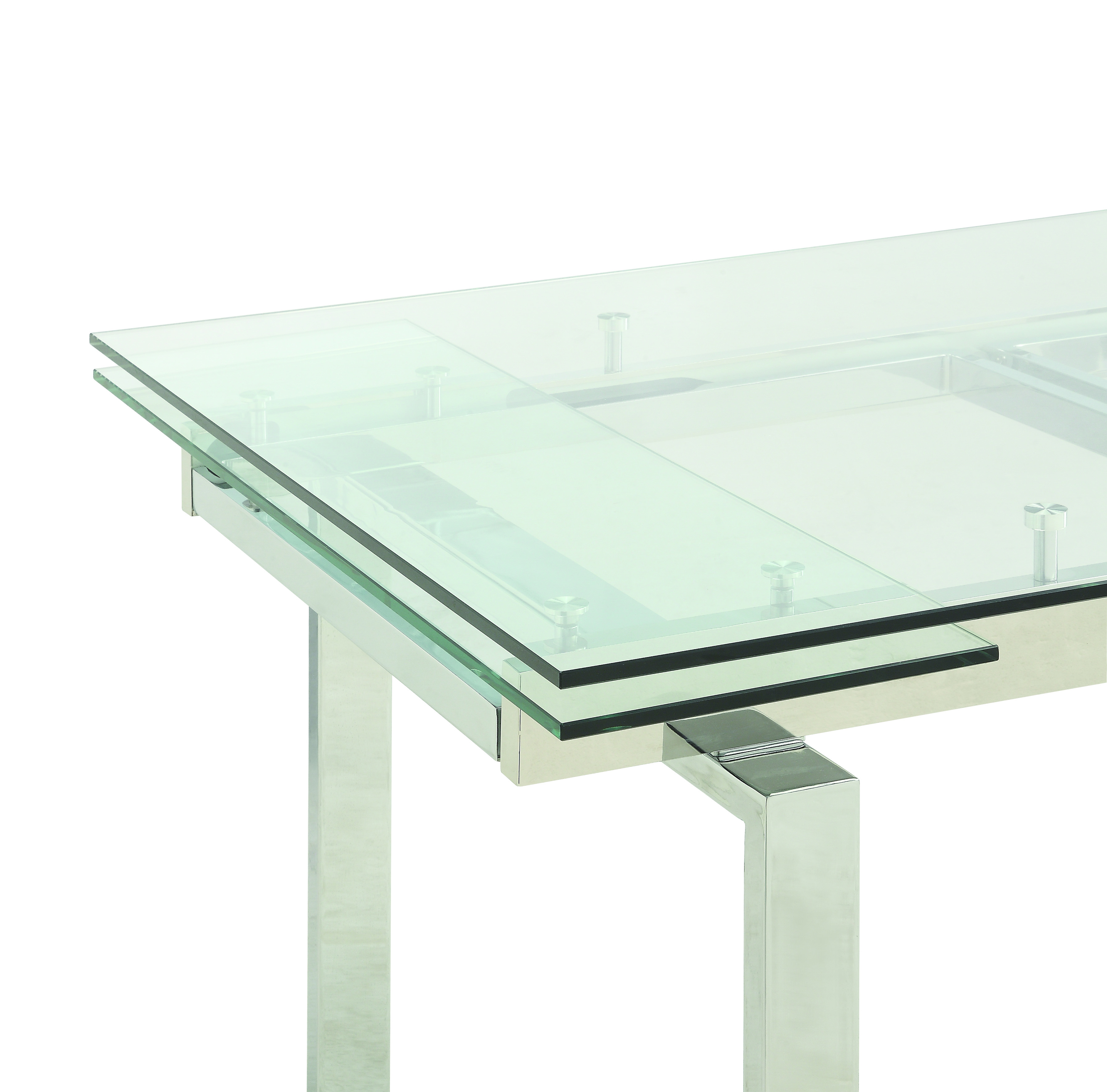 Coaster 106281 contemporary clear glass top dining table with leaves hotsell